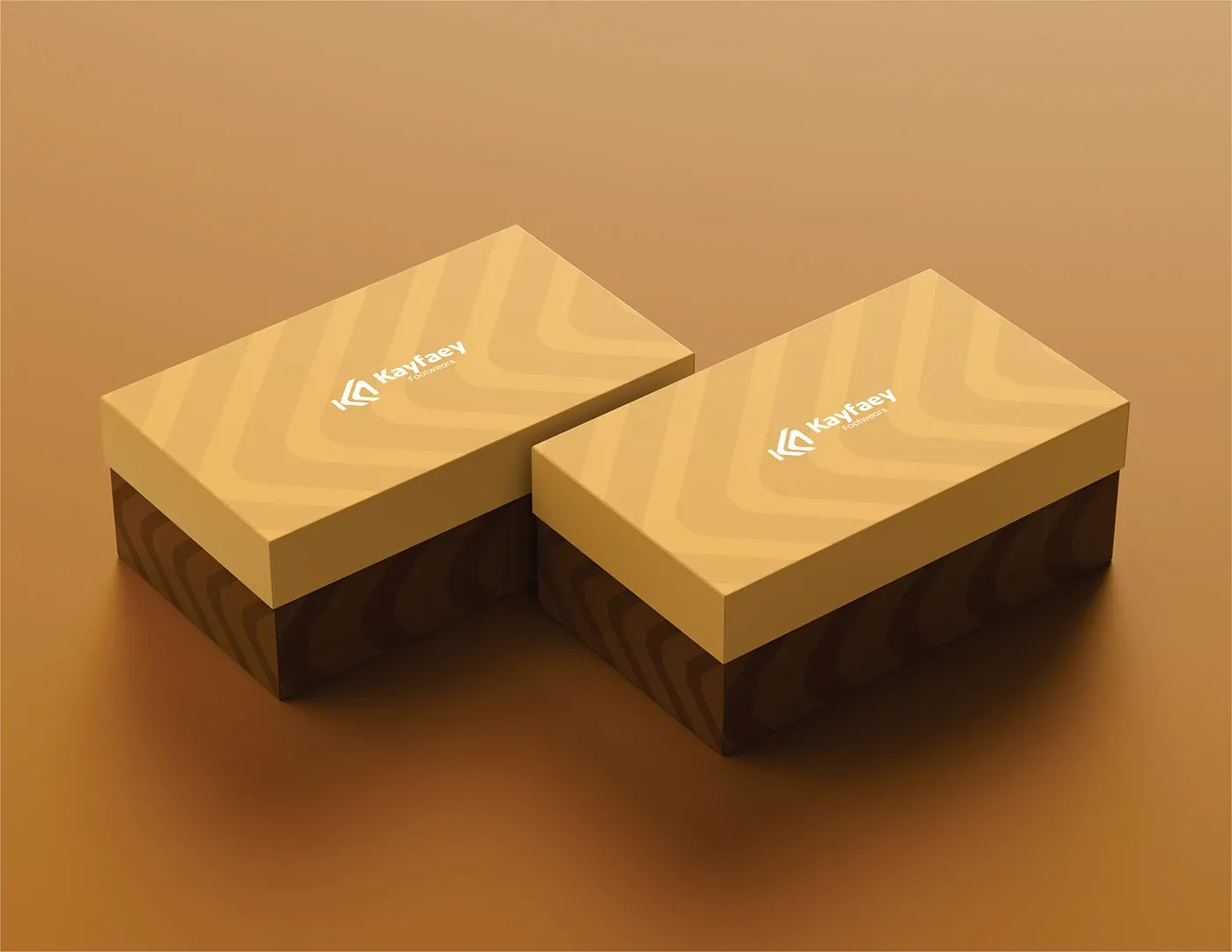 Two shoe boxes, one patterned and one plain amber
