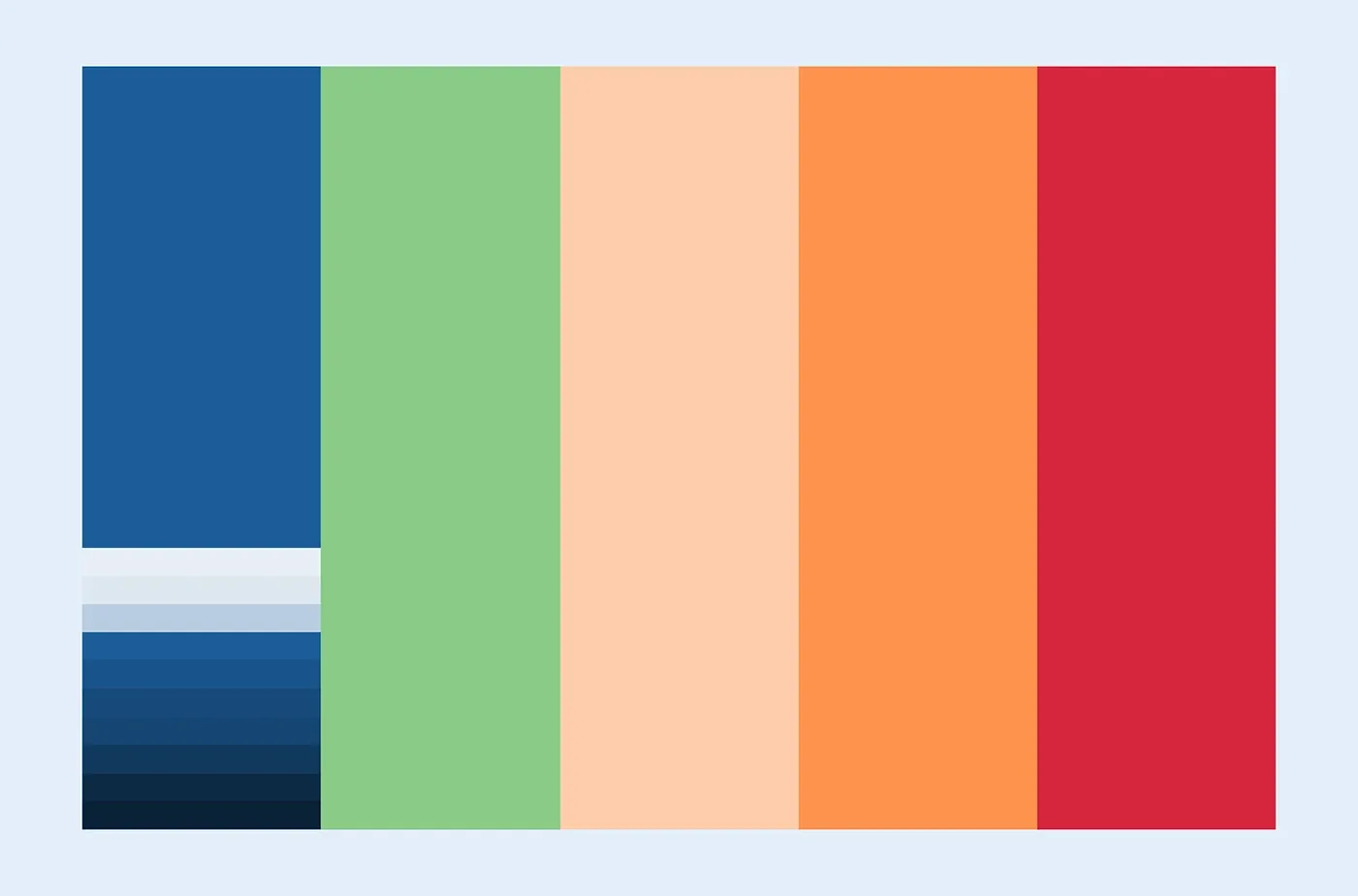 The five-colour palette shown as full-height vertical bars
