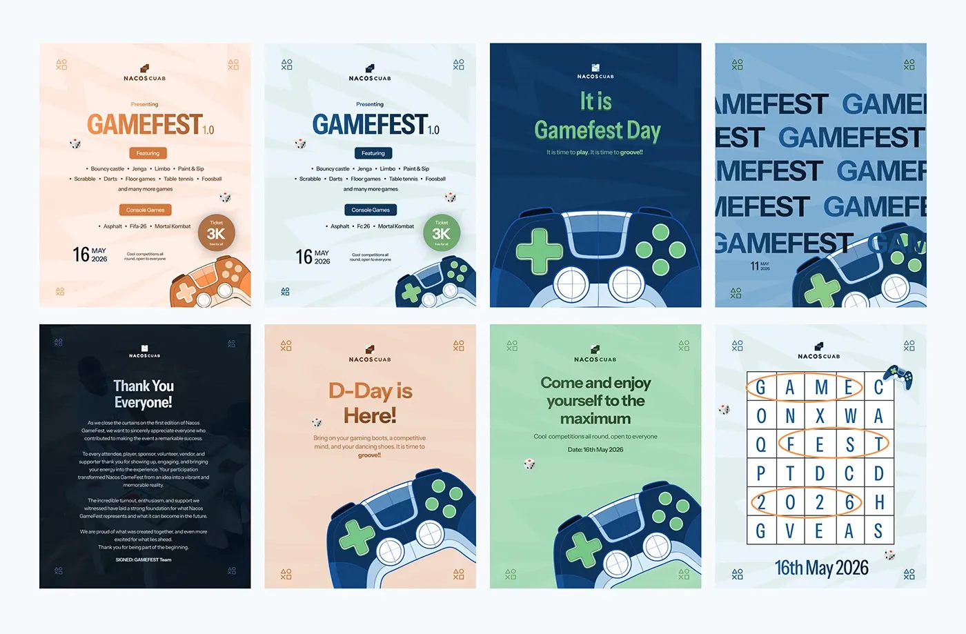 Social media posts across countdown, results and announcement formats