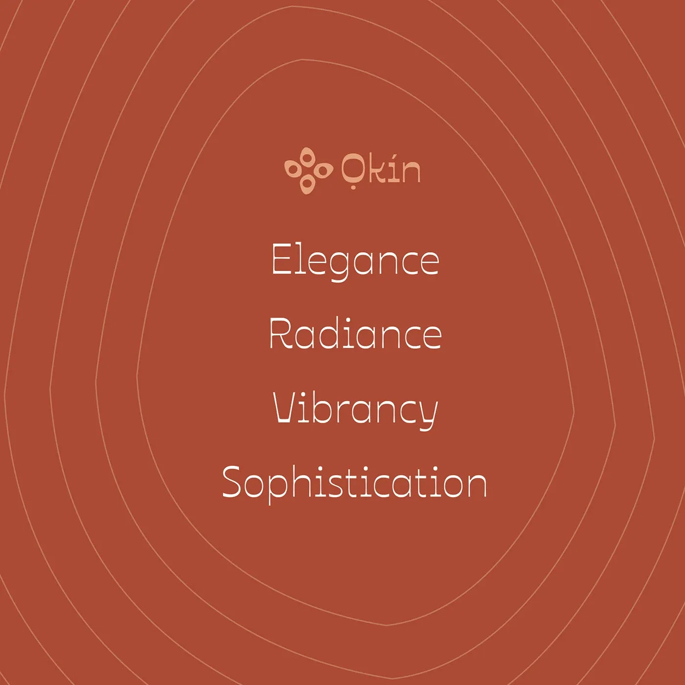 Brand values listed as Elegance, Radiance, Vibrancy and Sophistication