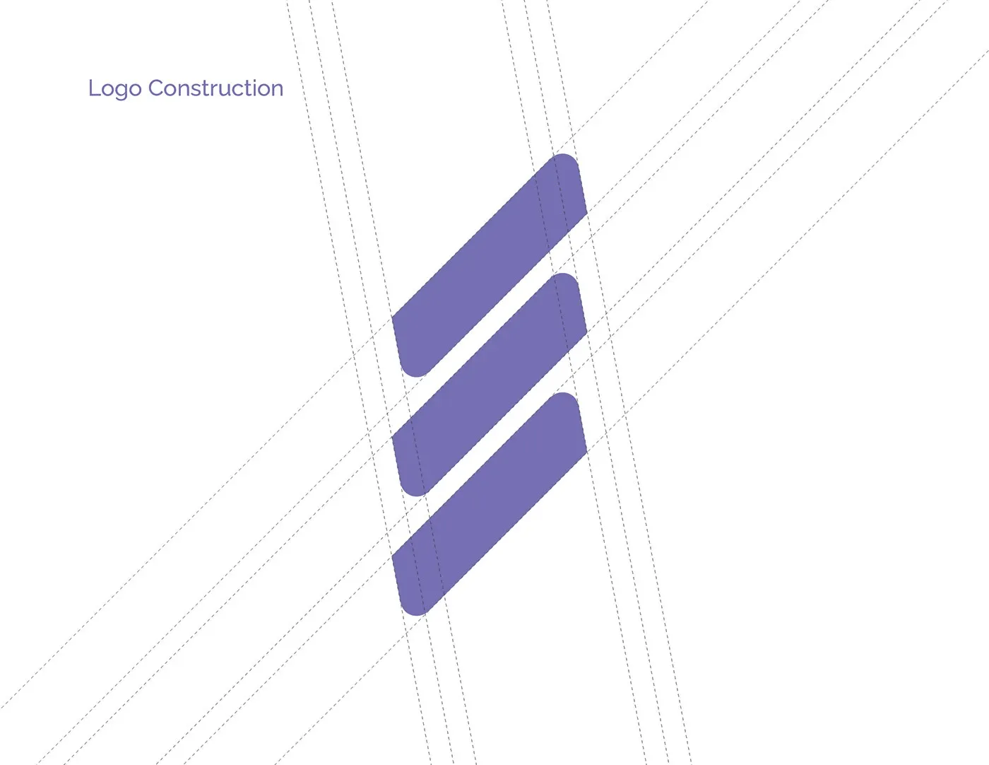 The logo construction grid showing the diagonal geometry behind the mark