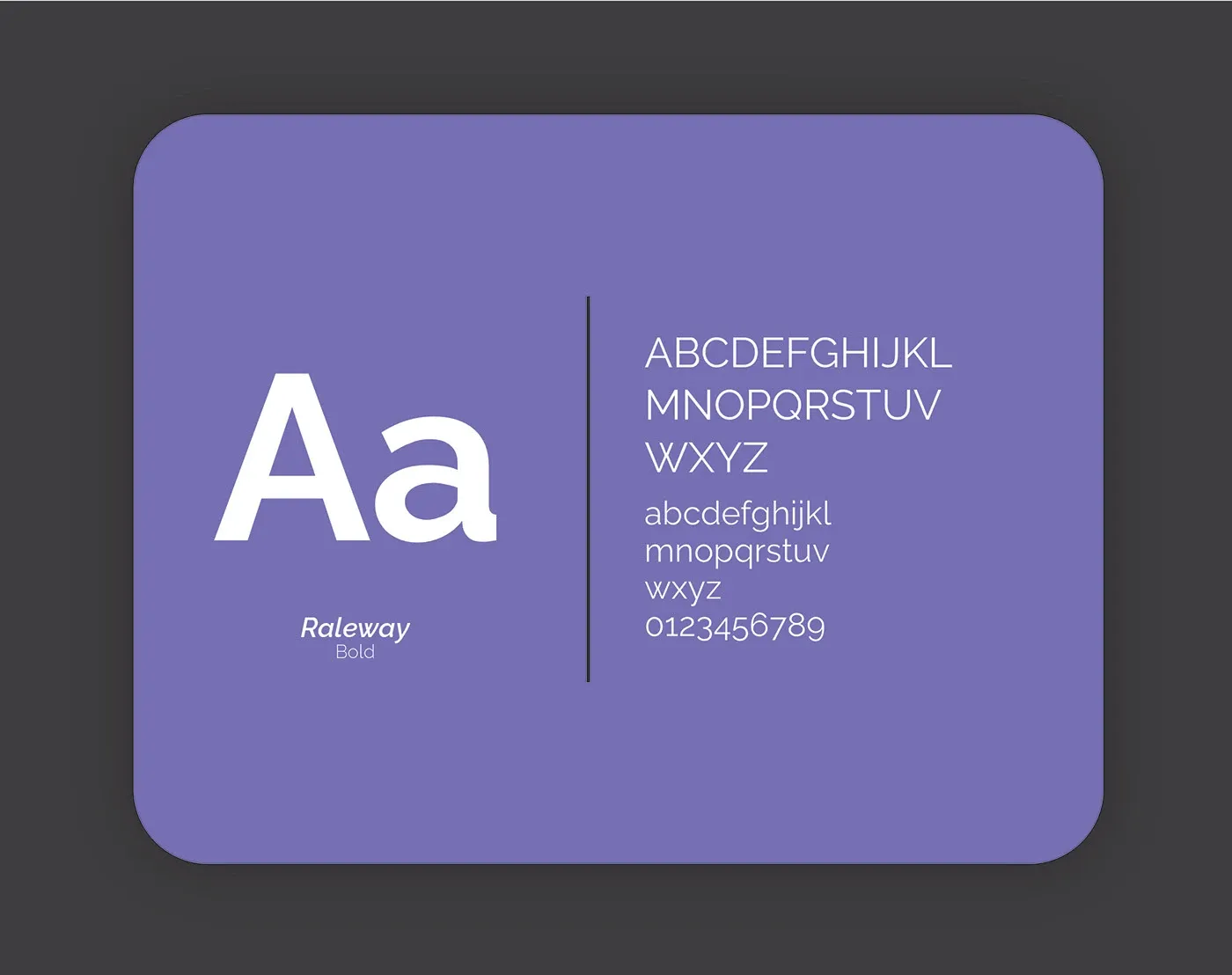 Typography specimen set in Raleway