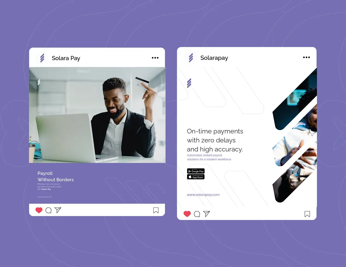 Social posts pairing photography with the on-time payments message