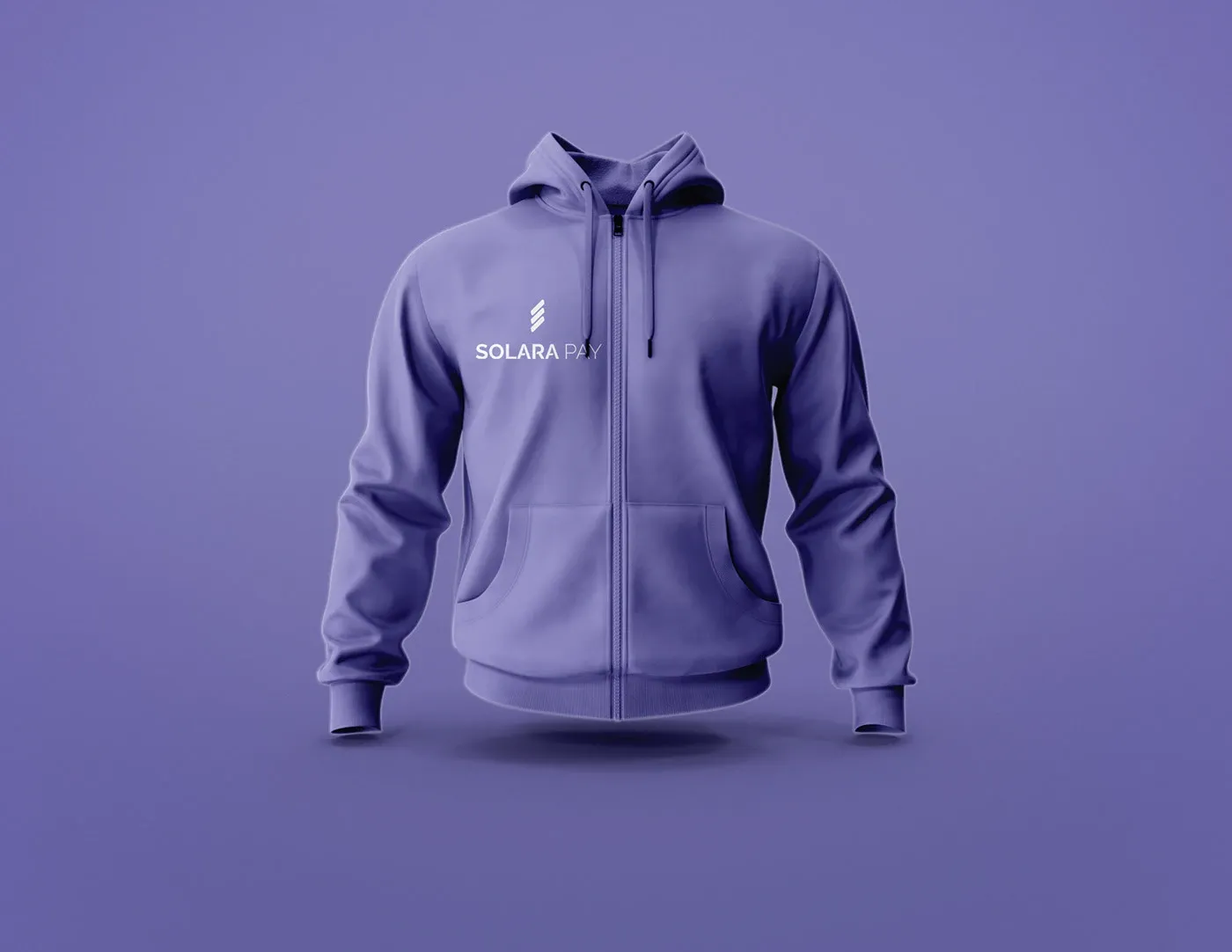 A purple branded hoodie